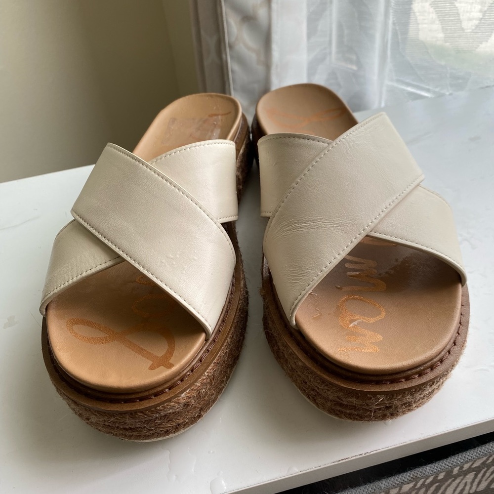 Sam Edelman natural leather sandals .